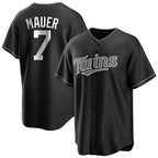 Johmsee M.Twins #7 Joe Mauer Player Black Home Game Stitched Jerseys