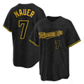 Johmsee M.Twins #7 Joe Mauer Player Black Snake Skin City Home Game Stitched Jerseys