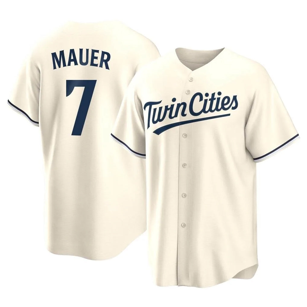Johmsee M.Twins #7 Joe Mauer Player Cream Game Limited Home Stitched Jerseys