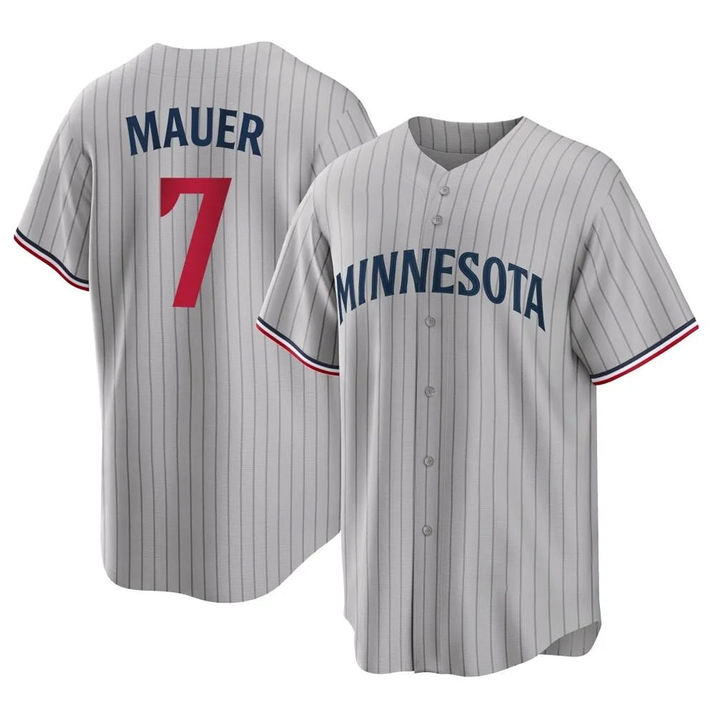 Johmsee M.Twins #7 Joe Mauer Player Gray Game Limited Home Stitched Jerseys