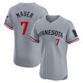 Johmsee M.Twins #7 Joe Mauer Player Gray Home Limited Elite Stitched Jerseys