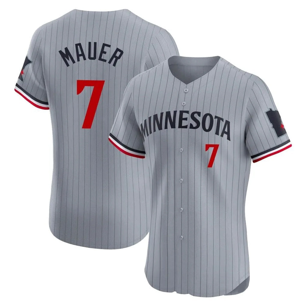 Johmsee M.Twins #7 Joe Mauer Player Gray Home Limited Elite Stitched Jerseys
