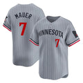 Johmsee M.Twins #7 Joe Mauer Player Gray Home Limited Stitched Jerseys