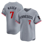 Johmsee M.Twins #7 Joe Mauer Player Gray Home Limited Stitched Jerseys