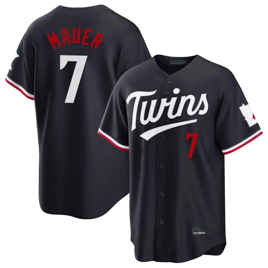 Johmsee M.Twins #7 Joe Mauer Player Navy Home Game Stitched Jerseys