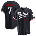 Johmsee M.Twins #7 Joe Mauer Player Navy Home Game Stitched Jerseys
