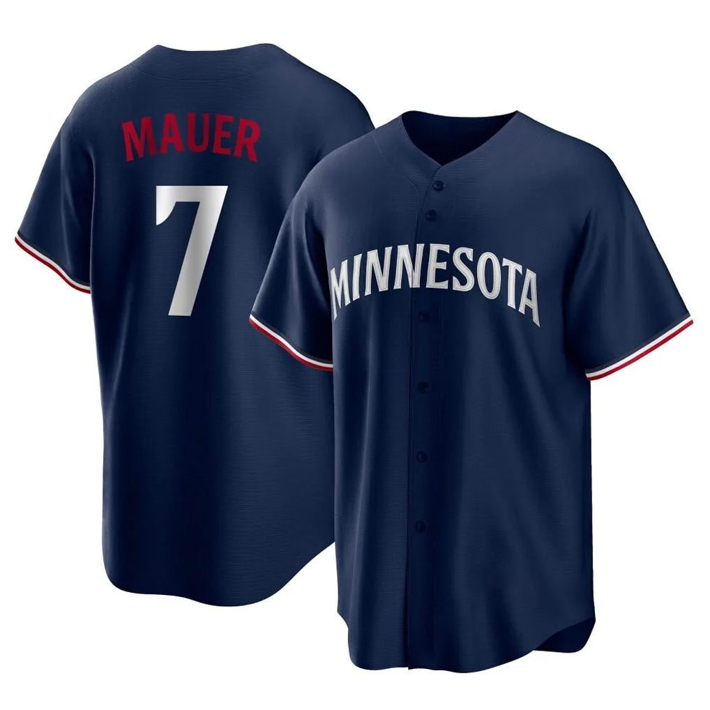 Johmsee M.Twins #7 Joe Mauer Player Navy Replica Alternate Home Stitched Jerseys