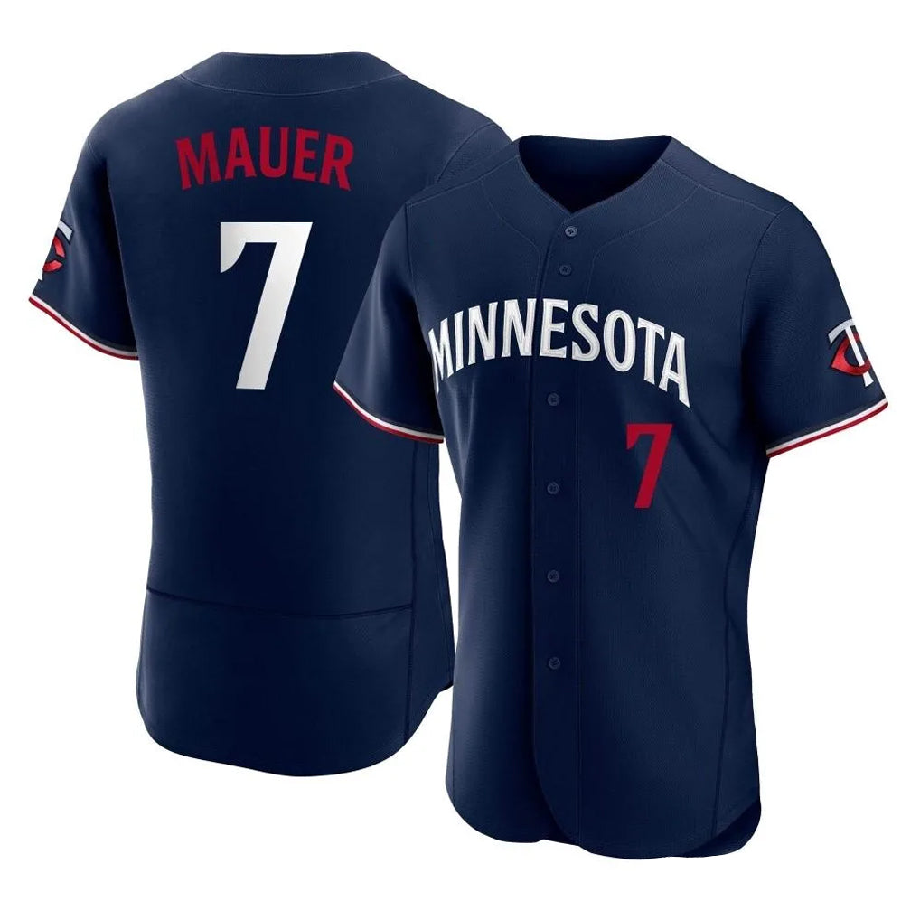 Johmsee M.Twins #7 Joe Mauer Player Navy Replica Home Limited Elite Stitched Jerseys