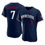 Johmsee M.Twins #7 Joe Mauer Player Navy Replica Home Limited Elite Stitched Jerseys