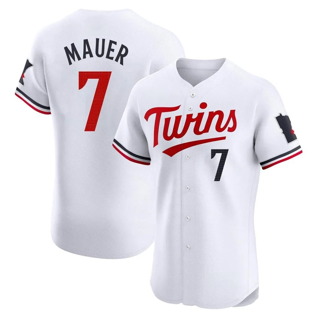 Johmsee M.Twins #7 Joe Mauer Player White Home Limited Elite Stitched Jerseys