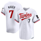 Johmsee M.Twins #7 Joe Mauer Player White Home Limited Stitched Jerseys