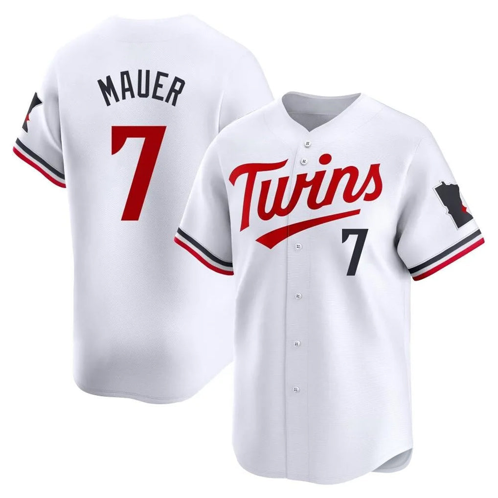 Johmsee M.Twins #7 Joe Mauer Player White Home Limited Stitched Jerseys