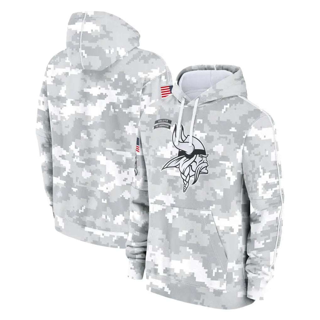 Johmsee MN.Vikings Arctic Camo Salute to Service Pullover Hoodies Limited Game Blank Player Stitched Jerseys