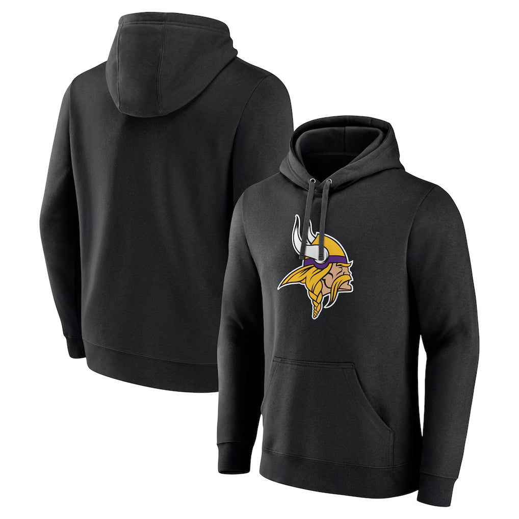 Johmsee MN.Vikings Black LOGO Pullover Hoodies Limited Game Blank Player Stitched Jerseys
