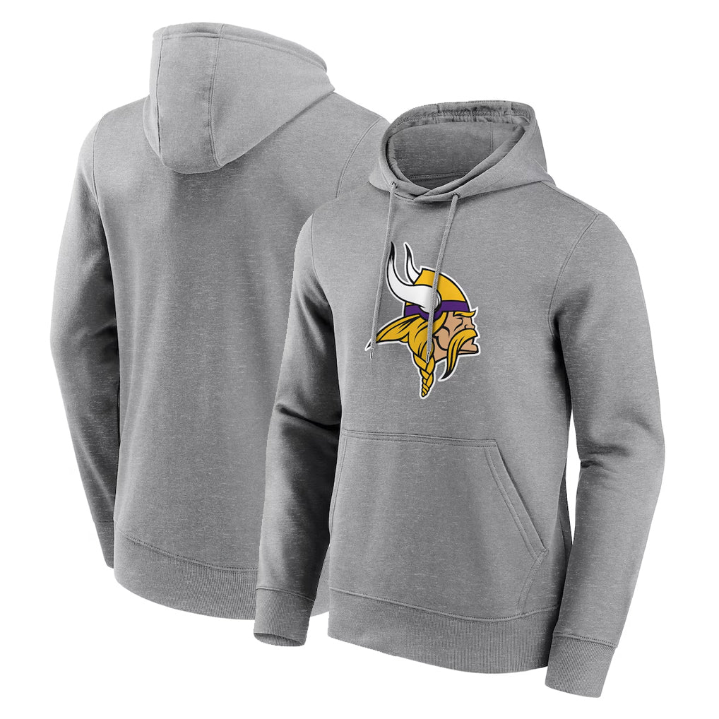 Johmsee MN.Vikings Gray LOGO Pullover Hoodies Blank Player Home Game Stitched Jerseys