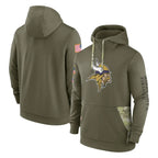 Johmsee MN.Vikings Olive Salute to Service Pullover Hoodies Blank Player Stitched Jerseys