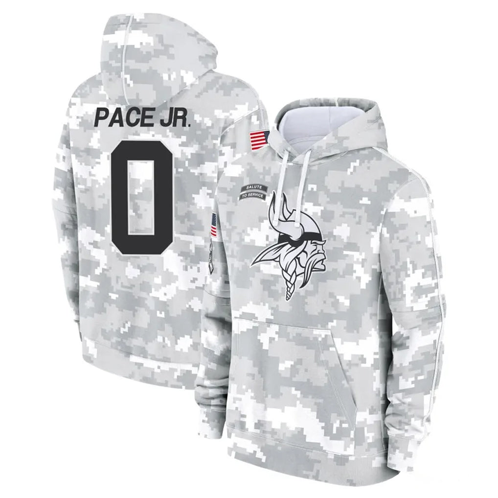 Johmsee MN.Vikings #0 Ivan Pace Jr. Player Arctic Camo Salute to Service Pullover Hoodies Limited Game Stitched Jerseys