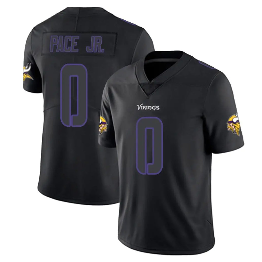 Johmsee MN.Vikings #0 Ivan Pace Jr. Player Black Impact LImited Home Game Stitched Jerseys