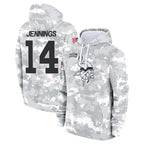Johmsee MN.Vikings #14 Jauan Jennings Player Arctic Camo Salute to Service Pullover Hoodies Limited Game Stitched Jerseys
