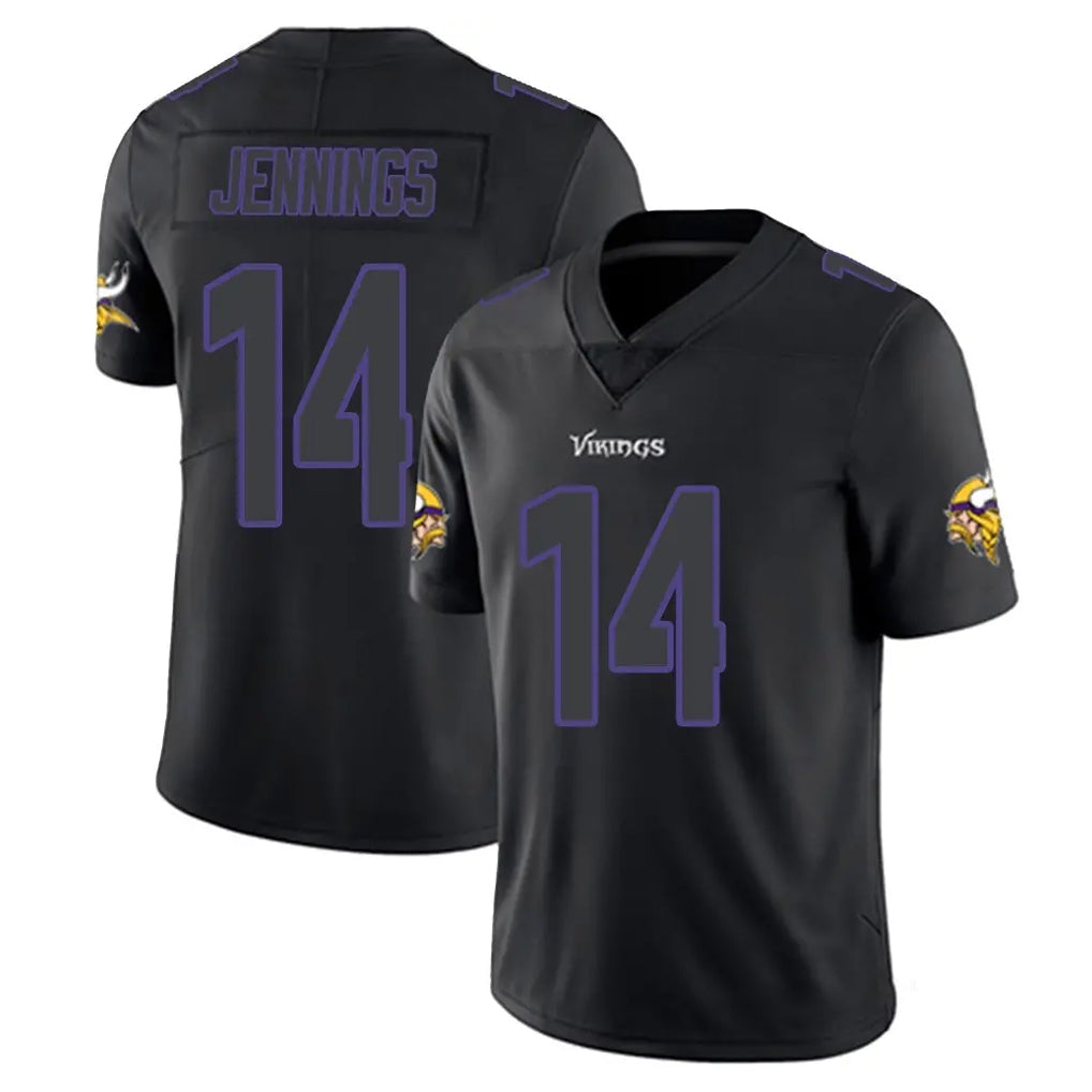 Johmsee MN.Vikings #14 Jauan Jennings Player Black Impact LImited Home Game Stitched Jerseys