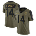 Johmsee MN.Vikings #14 Jauan Jennings Player Olive Salute To Service Limited Game Stitched Jerseys