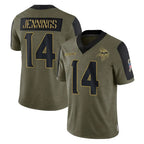 Johmsee MN.Vikings #14 Jauan Jennings Player Olive Salute To Service Limited Game Stitched Jerseys