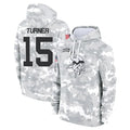 Johmsee MN.Vikings #15 Dallas Turner Player Arctic Camo Salute to Service Pullover Hoodies Limited Game Stitched Jerseys