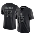 Johmsee MN.Vikings #15 Dallas Turner Player Black Reflective LImited Home Game Stitched Jerseys
