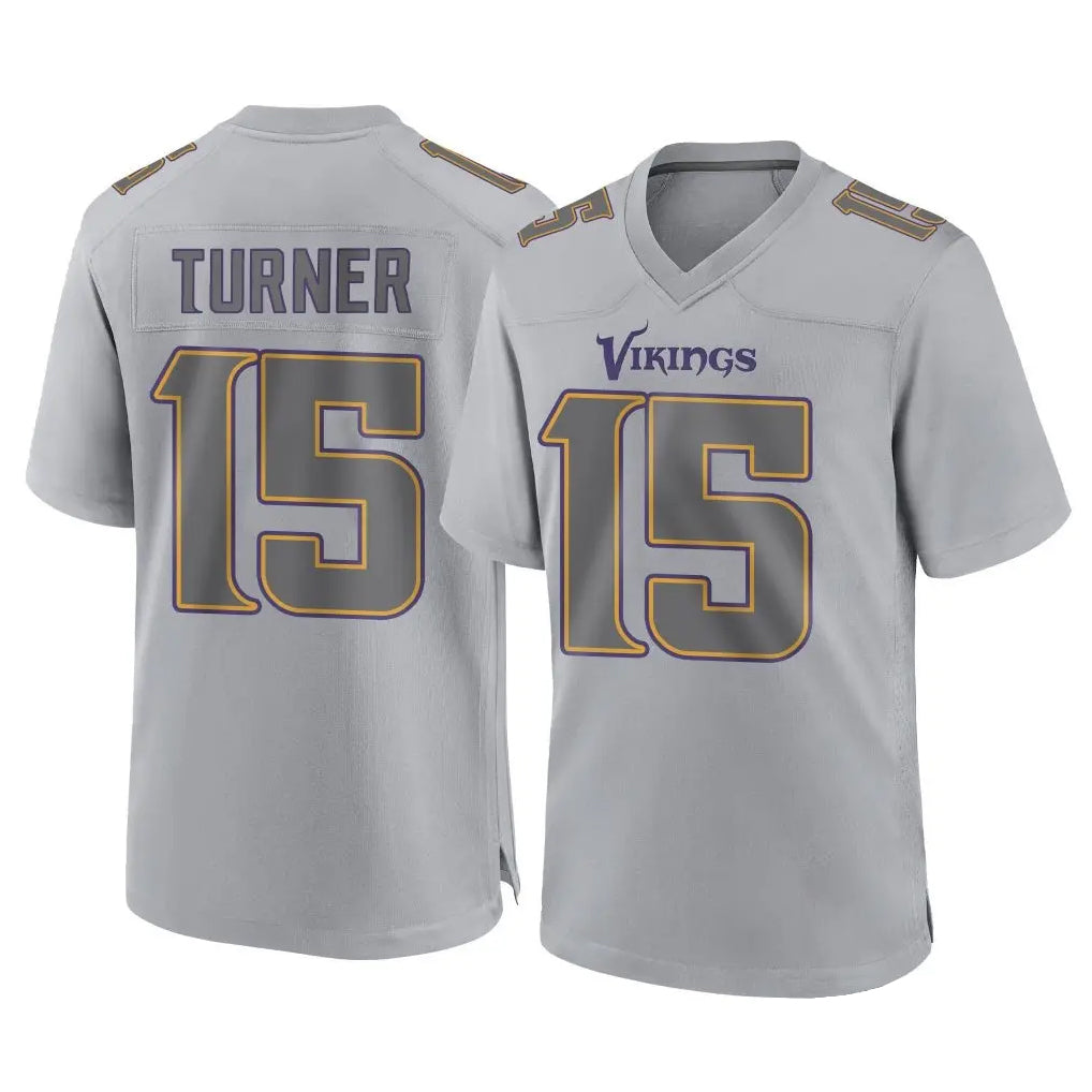 Johmsee MN.Vikings #15 Dallas Turner Player Gray Atmosphere Fashion Home Game Stitched Jerseys