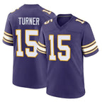 Johmsee MN.Vikings #15 Dallas Turner Player Purple Classic Home Game Stitched Jerseys