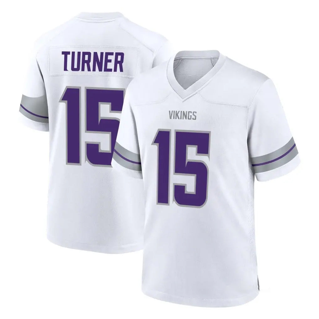 Johmsee MN.Vikings #15 Dallas Turner Player White Alternate Home Game Stitched Jerseys