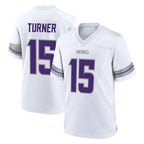 Johmsee MN.Vikings #15 Dallas Turner Player White Alternate Home Game Stitched Jerseys