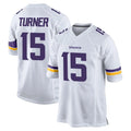 Johmsee MN.Vikings #15 Dallas Turner Player White Home Game Stitched Jerseys