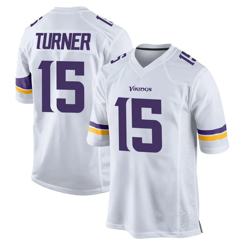 Johmsee MN.Vikings #15 Dallas Turner Player White Home Game Stitched Jerseys