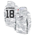 Johmsee MN.Vikings #18 Justin Jefferson Player Arctic Camo Salute to Service Pullover Hoodies Limited Game Stitched Jerseys