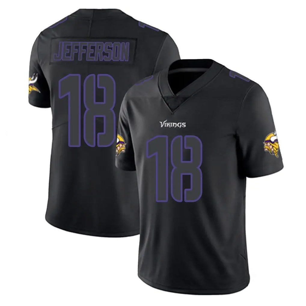 Johmsee MN.Vikings #18 Justin Jefferson Player Black Impact LImited Home Game Stitched Jerseys
