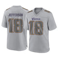 Johmsee MN.Vikings #18 Justin Jefferson Player Gray Atmosphere Fashion Home Game Stitched Jerseys