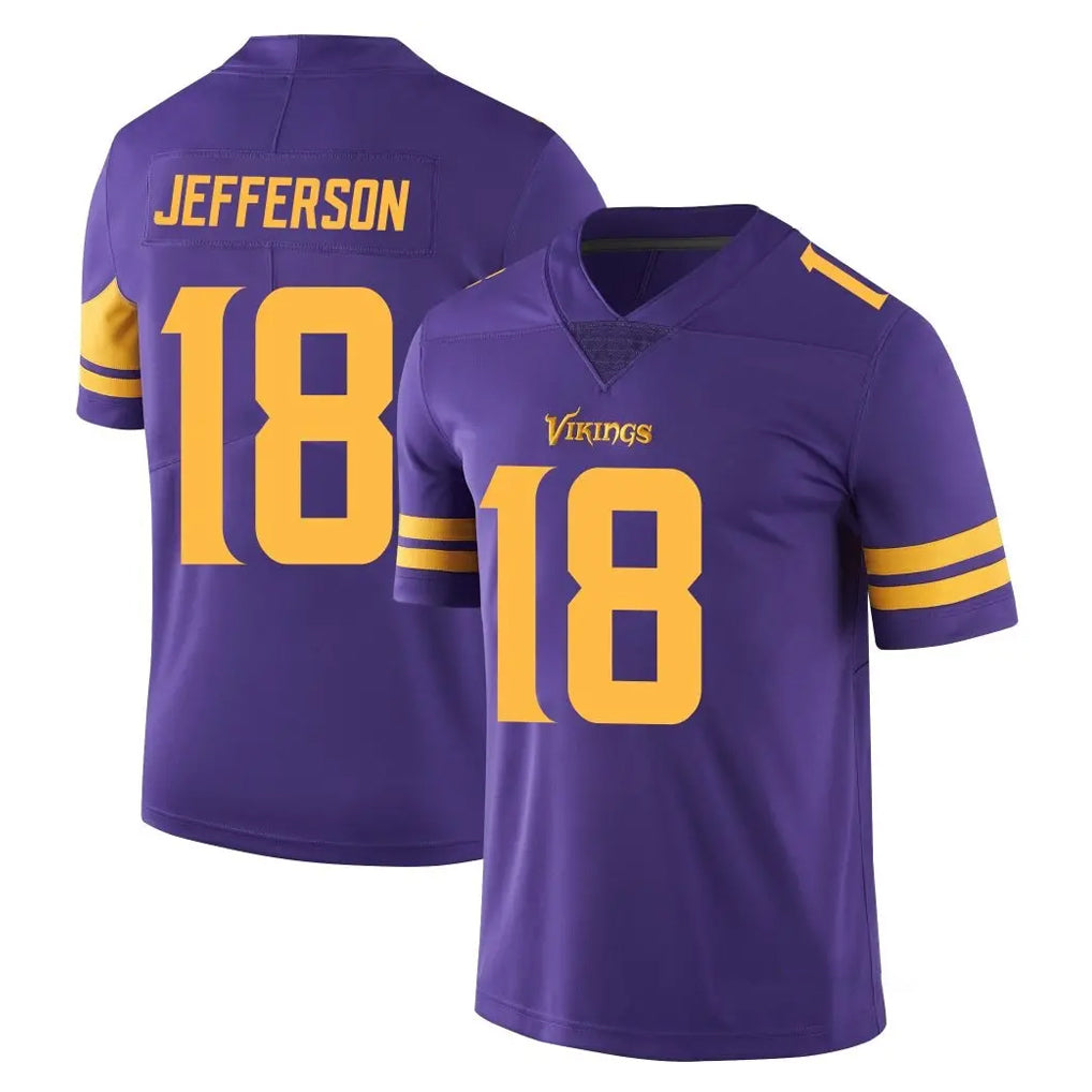 Johmsee MN.Vikings #18 Justin Jefferson Player Purple Limited Color Rush Home Game Stitched Jerseys