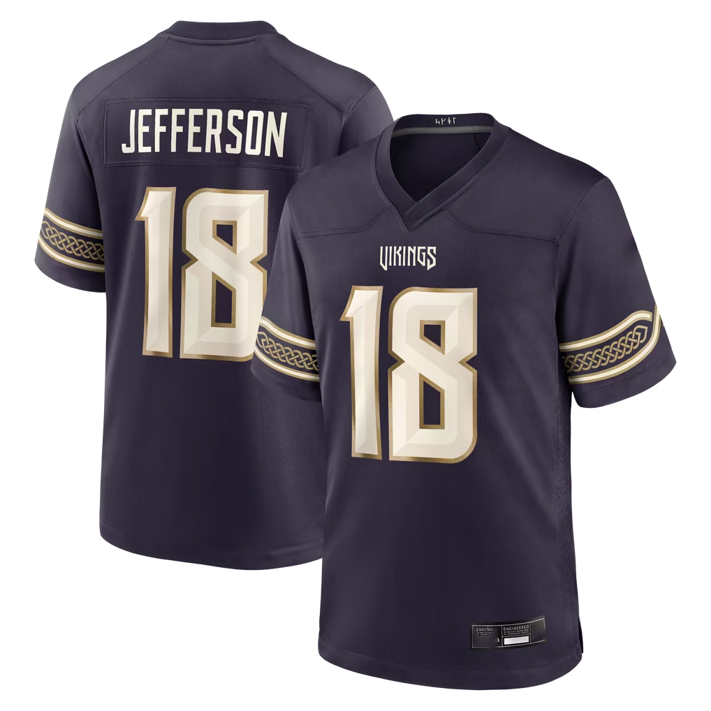Johmsee MN.Vikings #18 Justin Jefferson Purple 2026 Rivalries Collection Game Stitched Jerseys