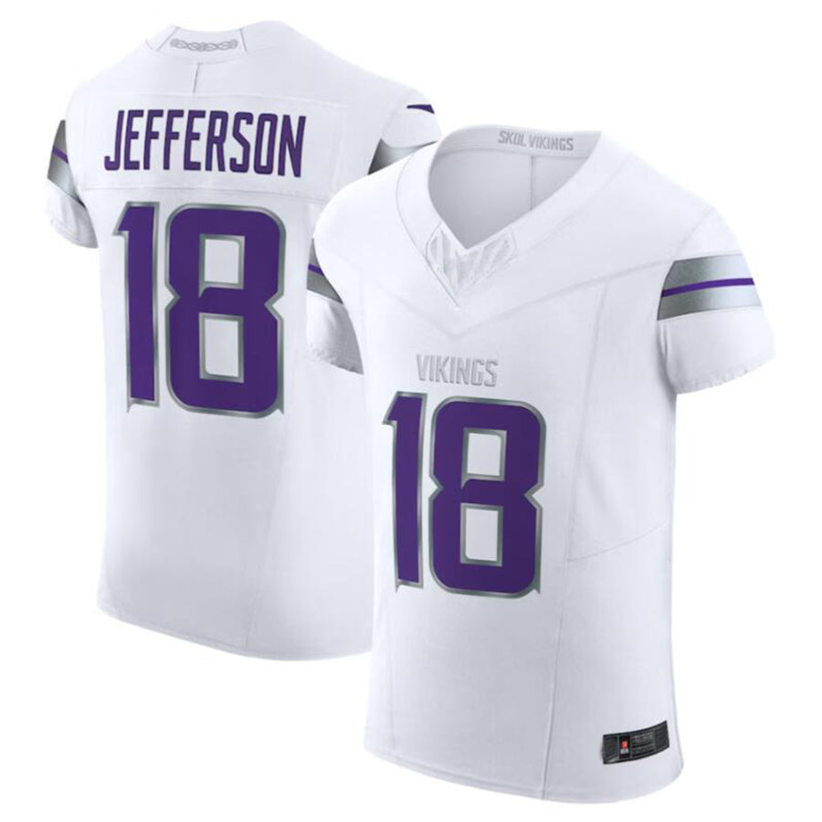 Johmsee MN.Vikings #18 Justin Jefferson White Alternate Vapor F.U.S.E. Elite Player American Stitched Jerseys