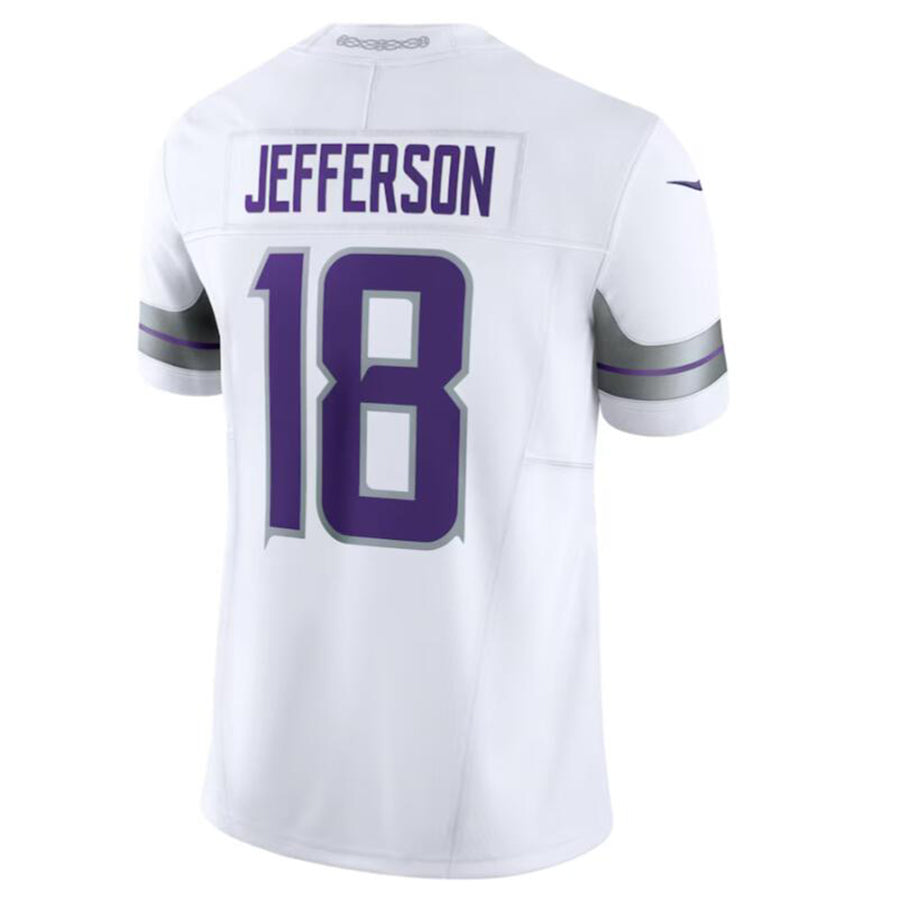 Johmsee MN.Vikings #18 Justin Jefferson White Alternate Vapor F.U.S.E. Limited American Stitched Jersey