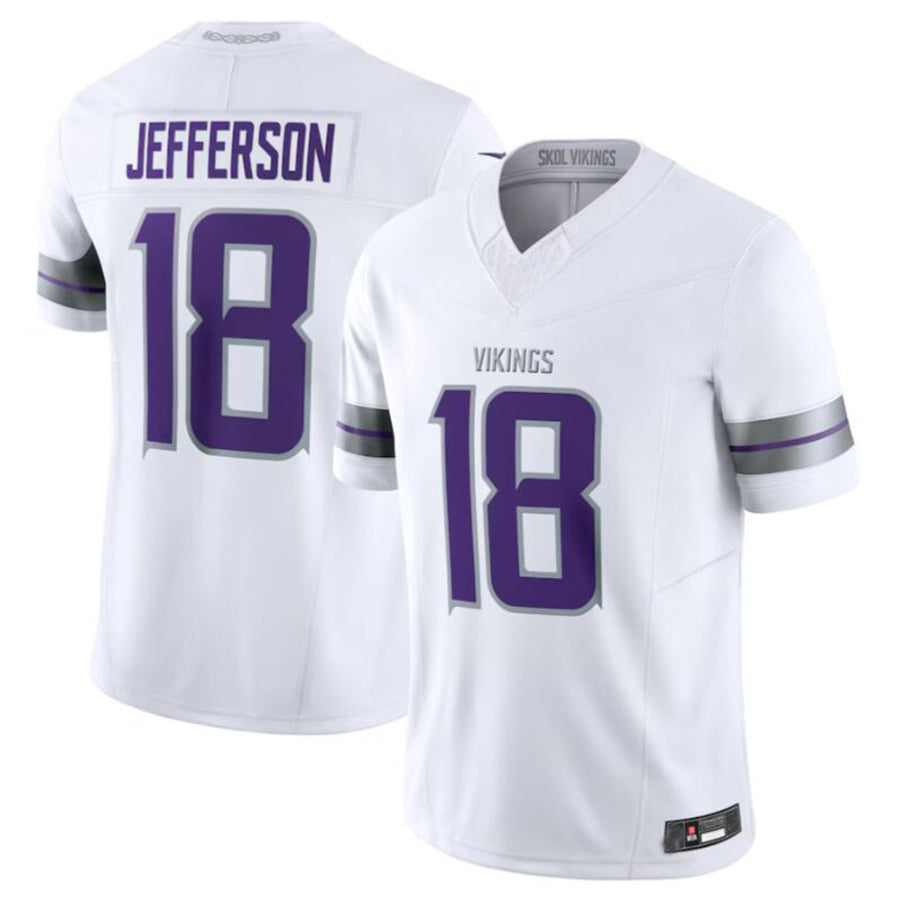 Johmsee MN.Vikings #18 Justin Jefferson White Alternate Vapor F.U.S.E. Limited American Stitched Jerseys