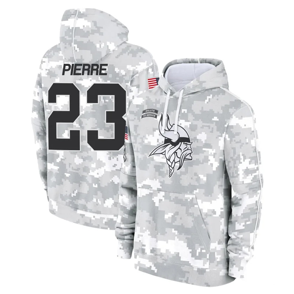 Johmsee MN.Vikings #23 James Pierre Player Arctic Camo Salute to Service Pullover Hoodies Limited Game Stitched Jerseys