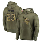 Johmsee MN.Vikings #23 James Pierre Player Olive Salute to Service Pullover Hoodies Home Game Stitched Jerseys