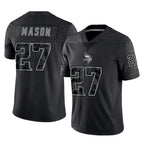 Johmsee MN.Vikings #27 Jordan Mason Player Black Reflective LImited Home Game Stitched Jerseys