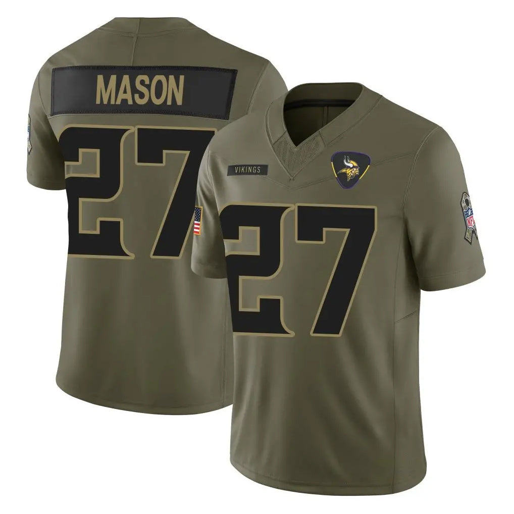 Johmsee MN.Vikings #27 Jordan Mason Player Olive 2025 Salute To Service Limited Game Stitched Jerseys