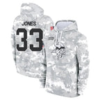 Johmsee MN.Vikings #33 Aaron Jones Sr. Player Arctic Camo Salute to Service Pullover Hoodies Limited Game Stitched Jerseys