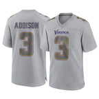 Johmsee MN.Vikings #3 Jordan Addison Player Gray Atmosphere Fashion Home Game Stitched Jerseys