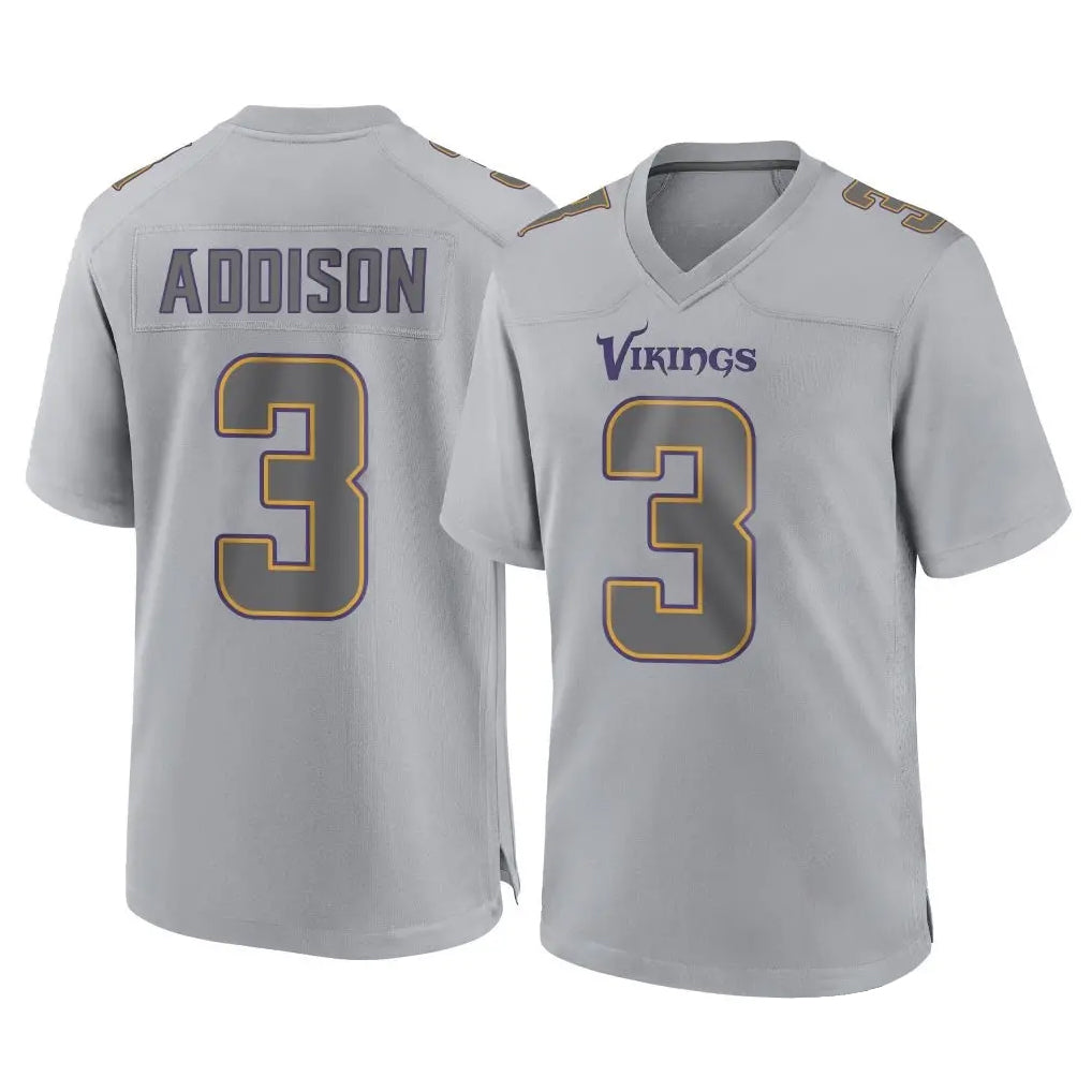 Johmsee MN.Vikings #3 Jordan Addison Player Gray Atmosphere Fashion Home Game Stitched Jerseys