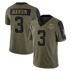 Johmsee MN.Vikings #3 Jordan Addison Player Olive Salute To Service Limited Game Stitched Jerseys